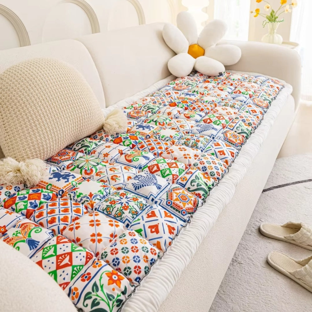 Bohemian Printed Quilted Couch Cover