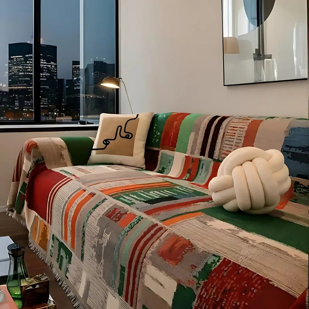 Bohemian Rustic Geometric Couch Cover