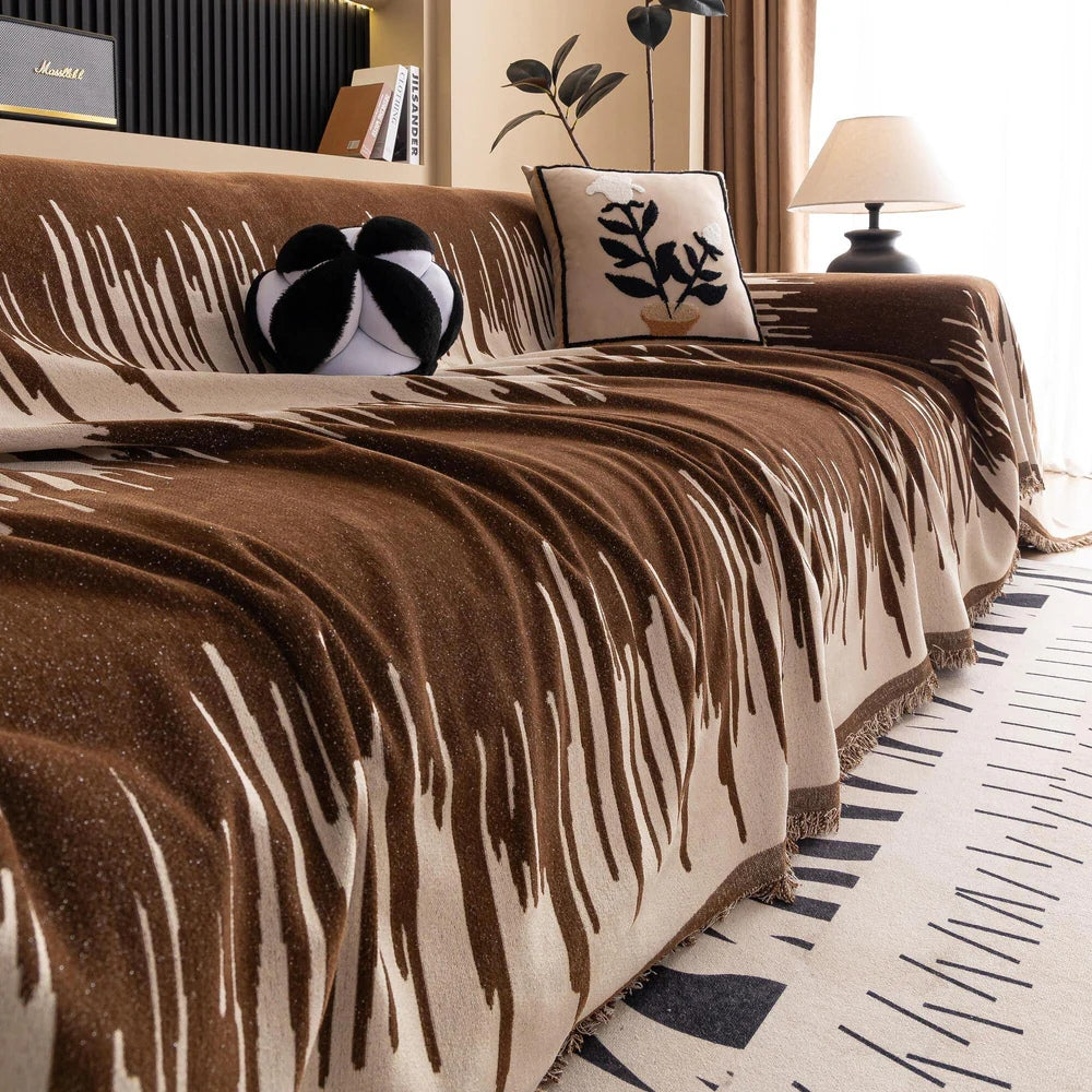 Brushstroke Vertical Pattern Chenille Couch Cover