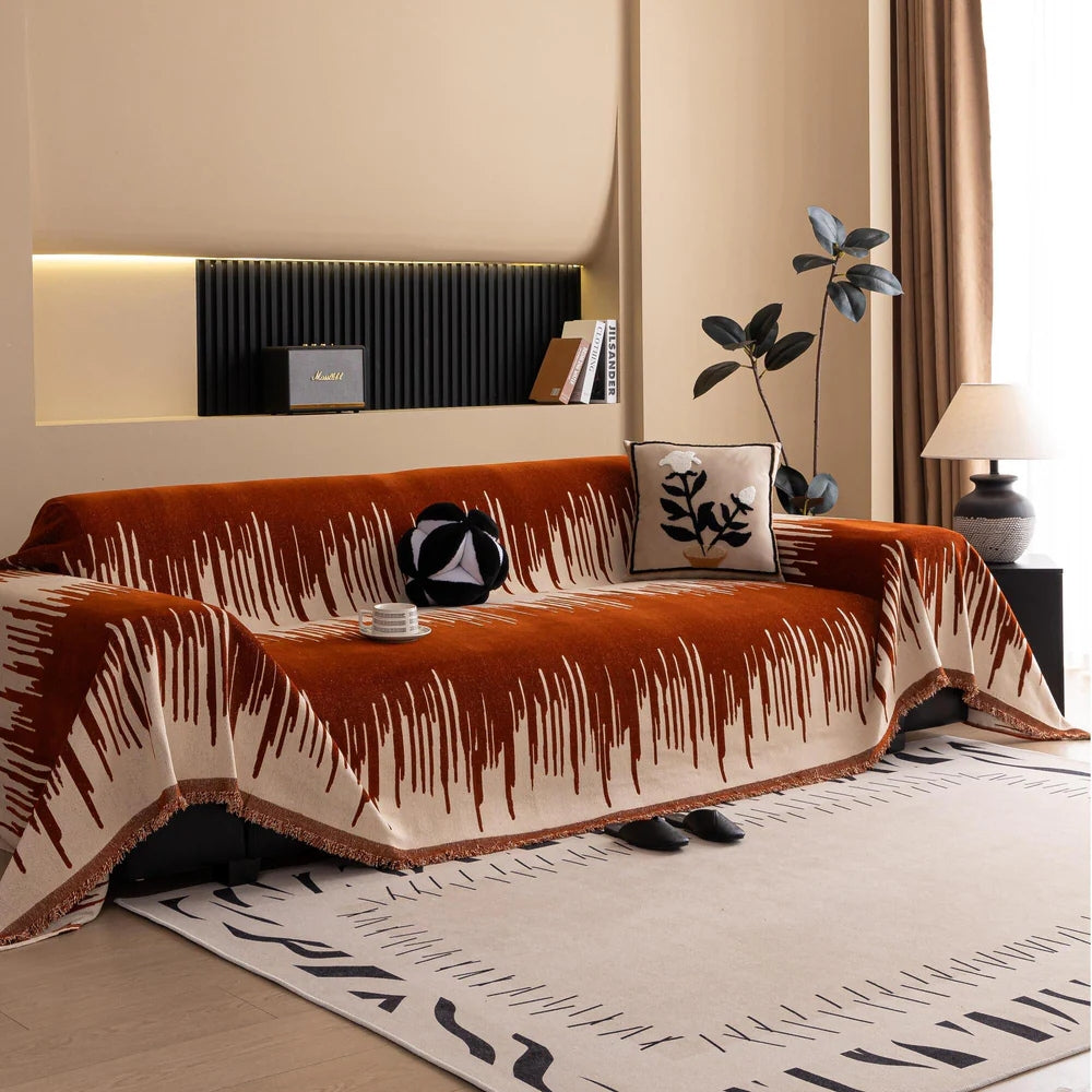 Brushstroke Vertical Pattern Chenille Couch Cover