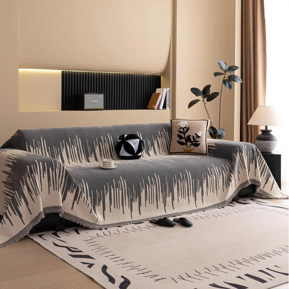 Brushstroke Vertical Pattern Chenille Couch Cover