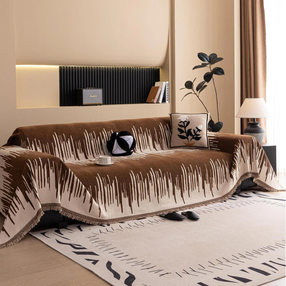 Brushstroke Vertical Pattern Chenille Couch Cover