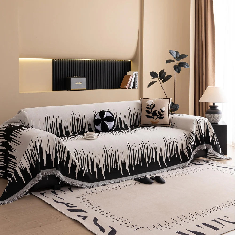 Brushstroke Vertical Pattern Chenille Couch Cover