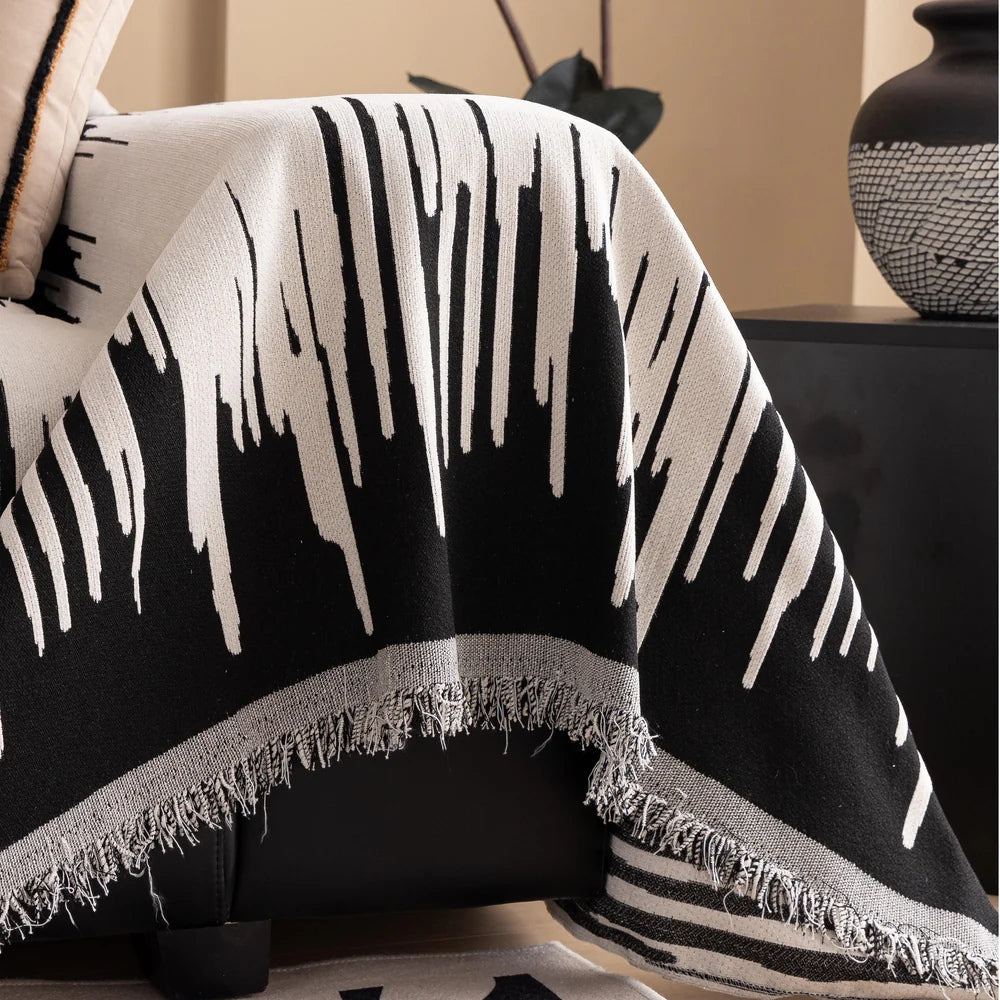 Brushstroke Vertical Pattern Chenille Couch Cover