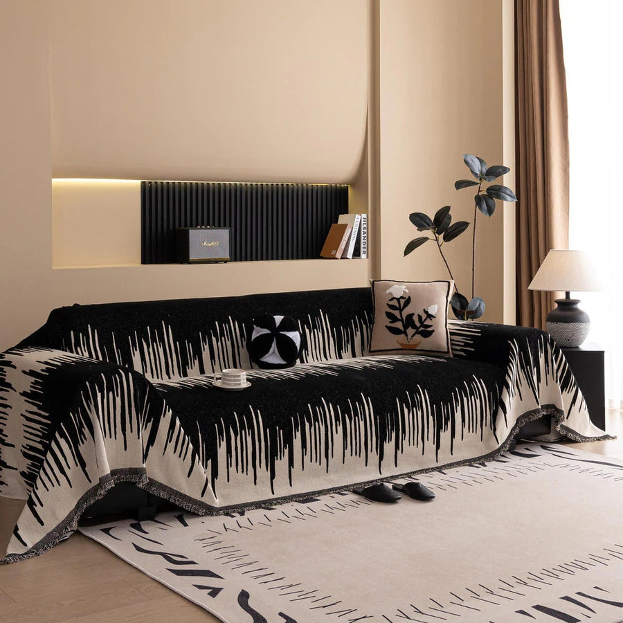 Brushstroke Vertical Pattern Chenille Couch Cover