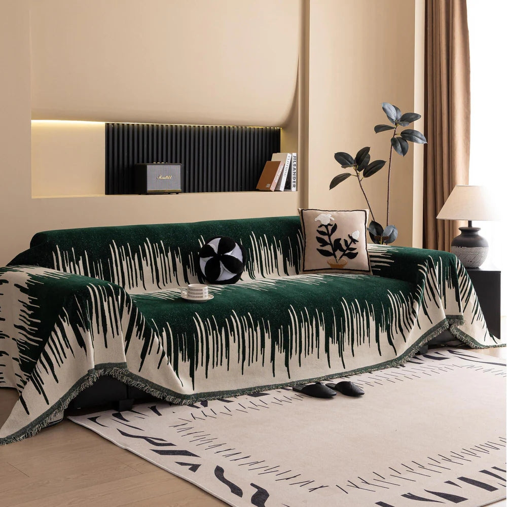 Brushstroke Vertical Pattern Chenille Couch Cover