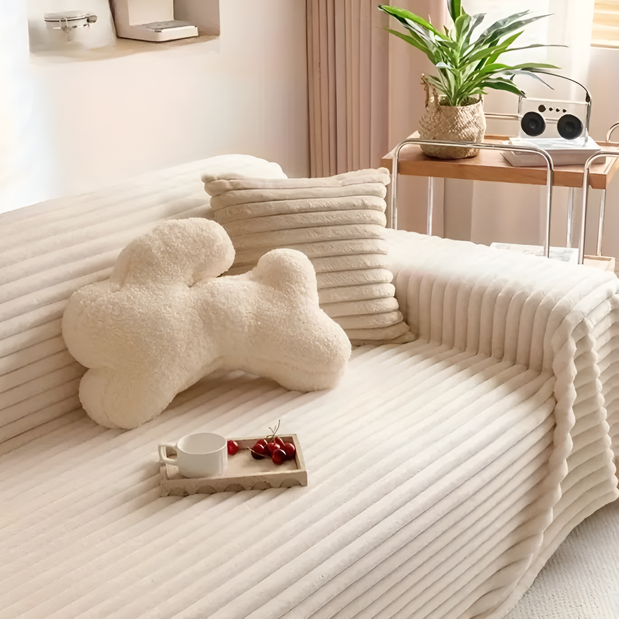 Plush Striped Warm Couch Cover