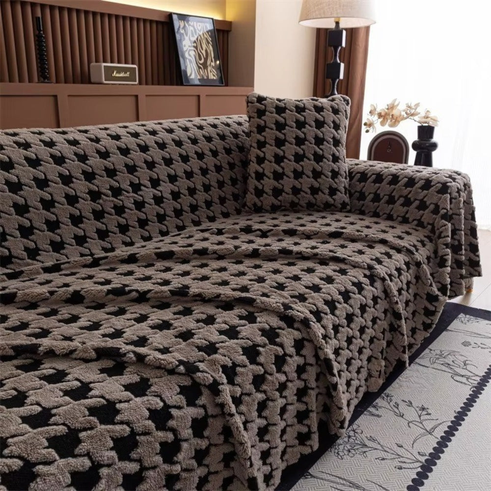 Cavalli Houndstooth Plush Couch Cover