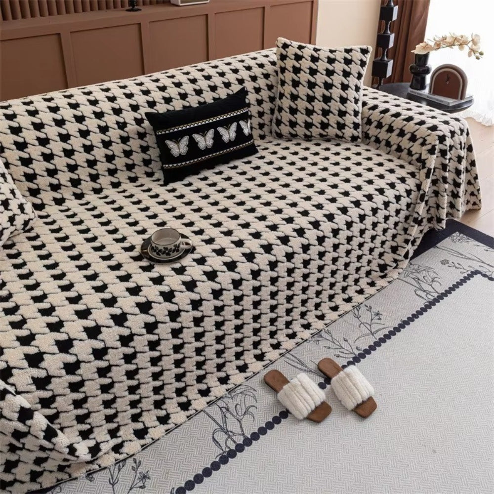 Cavalli Houndstooth Plush Couch Cover