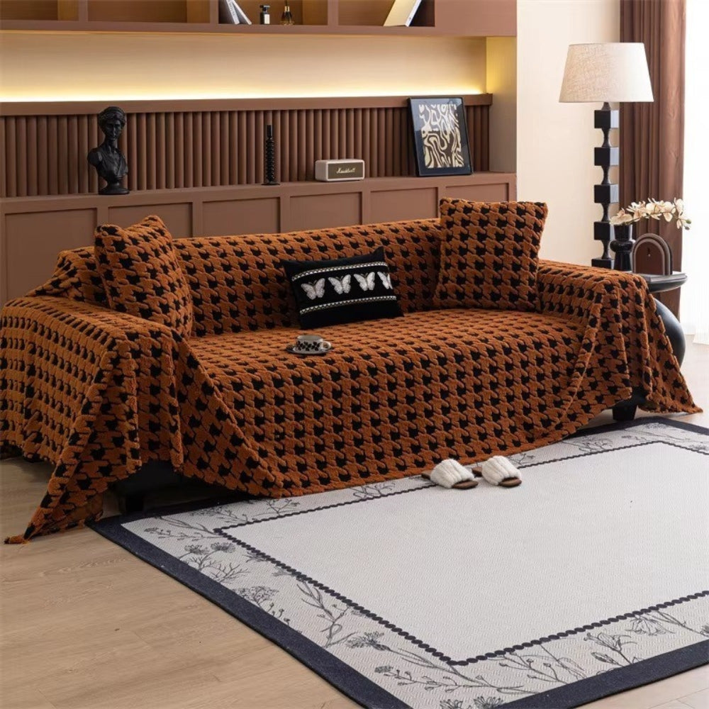 Cavalli Houndstooth Plush Couch Cover