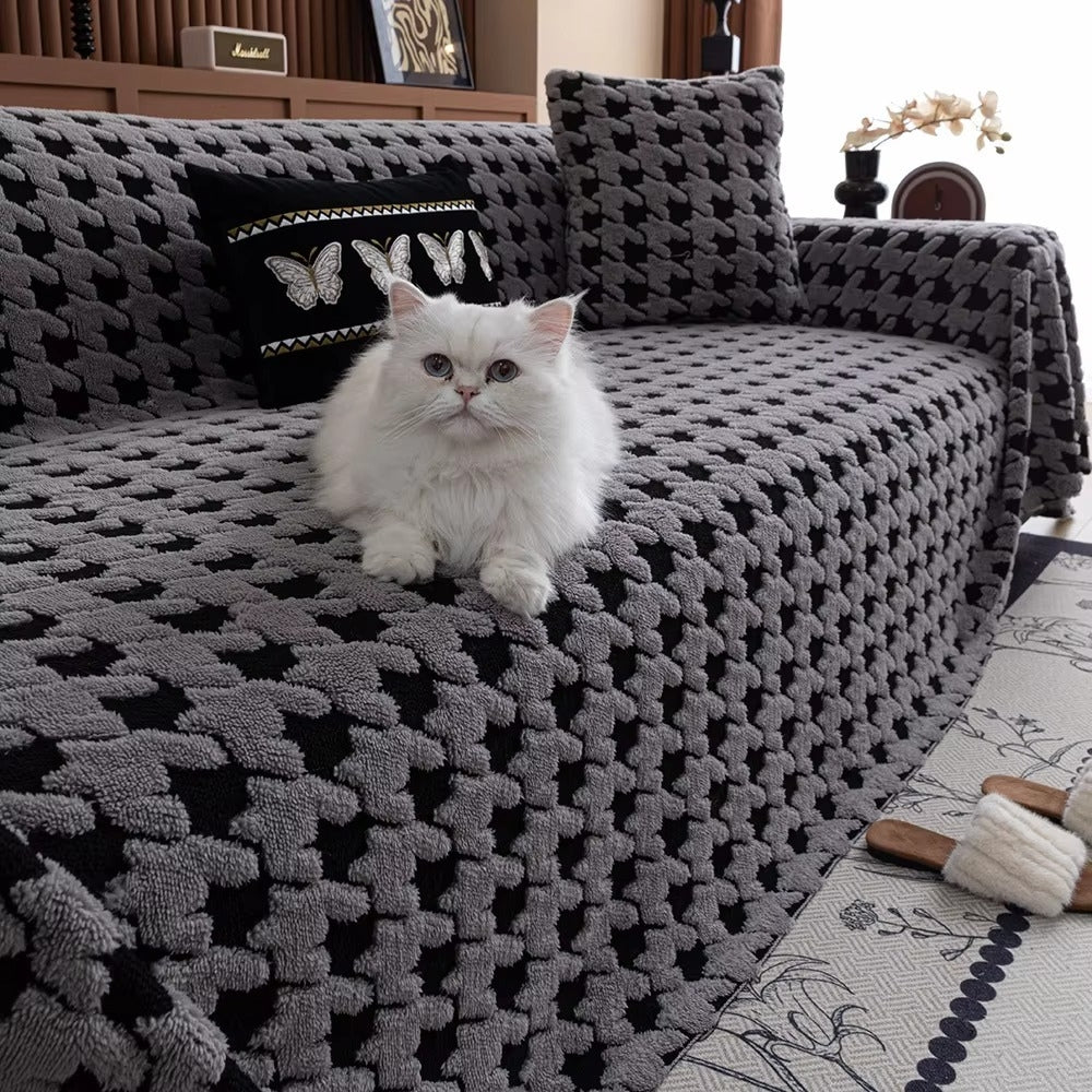 Cavalli Houndstooth Plush Couch Cover
