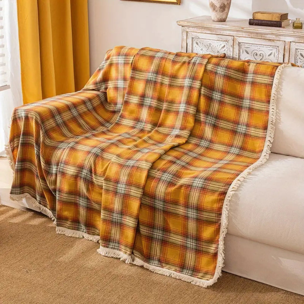 Autumn Chestnut Plaid Couch Cover