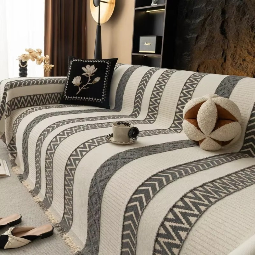 Chevron Pattern Chenille Couch Cover
