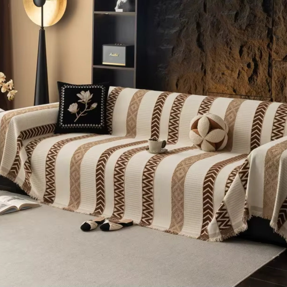 Chevron Pattern Chenille Couch Cover