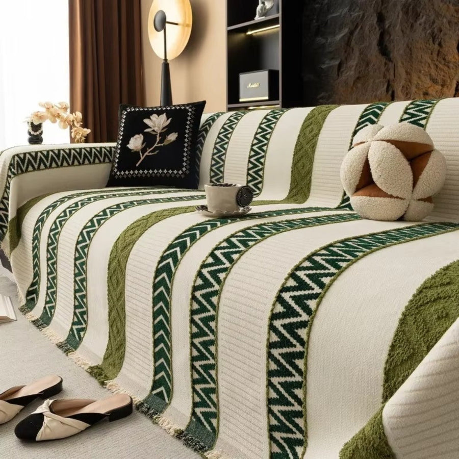 Chevron Pattern Chenille Couch Cover