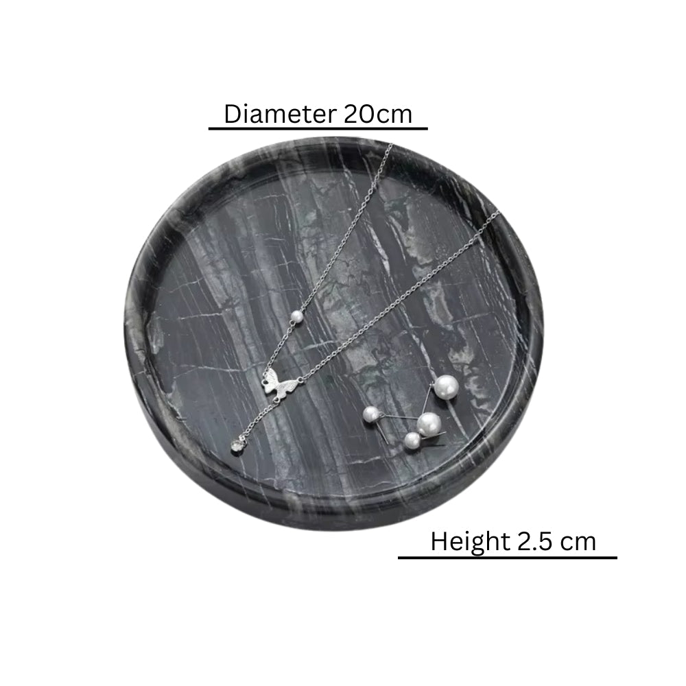 Circular Black Marble Jewellery Tray