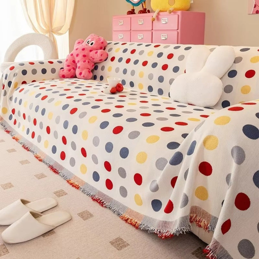Colourful Polka Dot Couch Cover