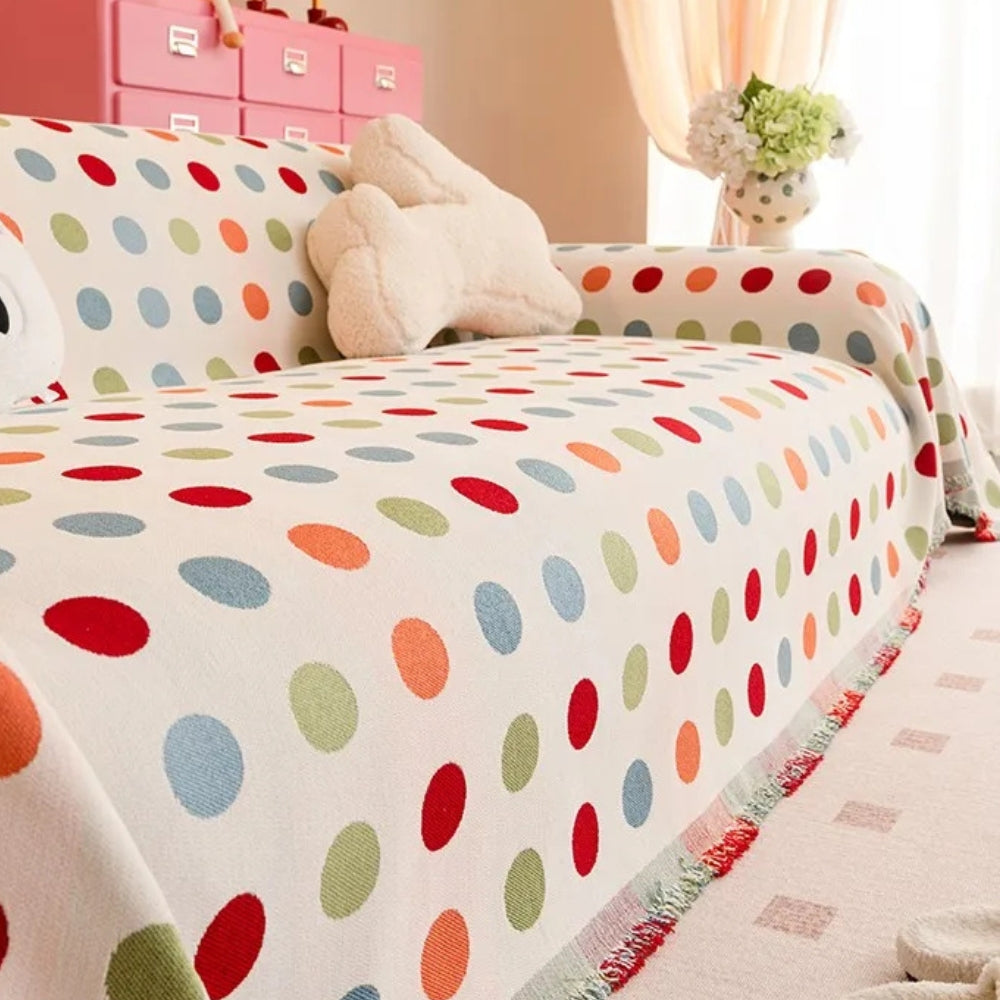 Colourful Polka Dot Couch Cover