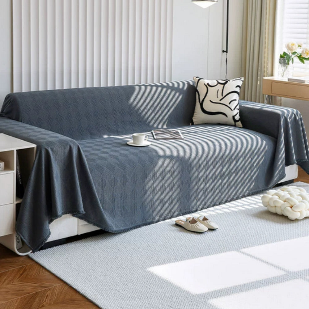 Diamond Grid Chenille Couch Cover