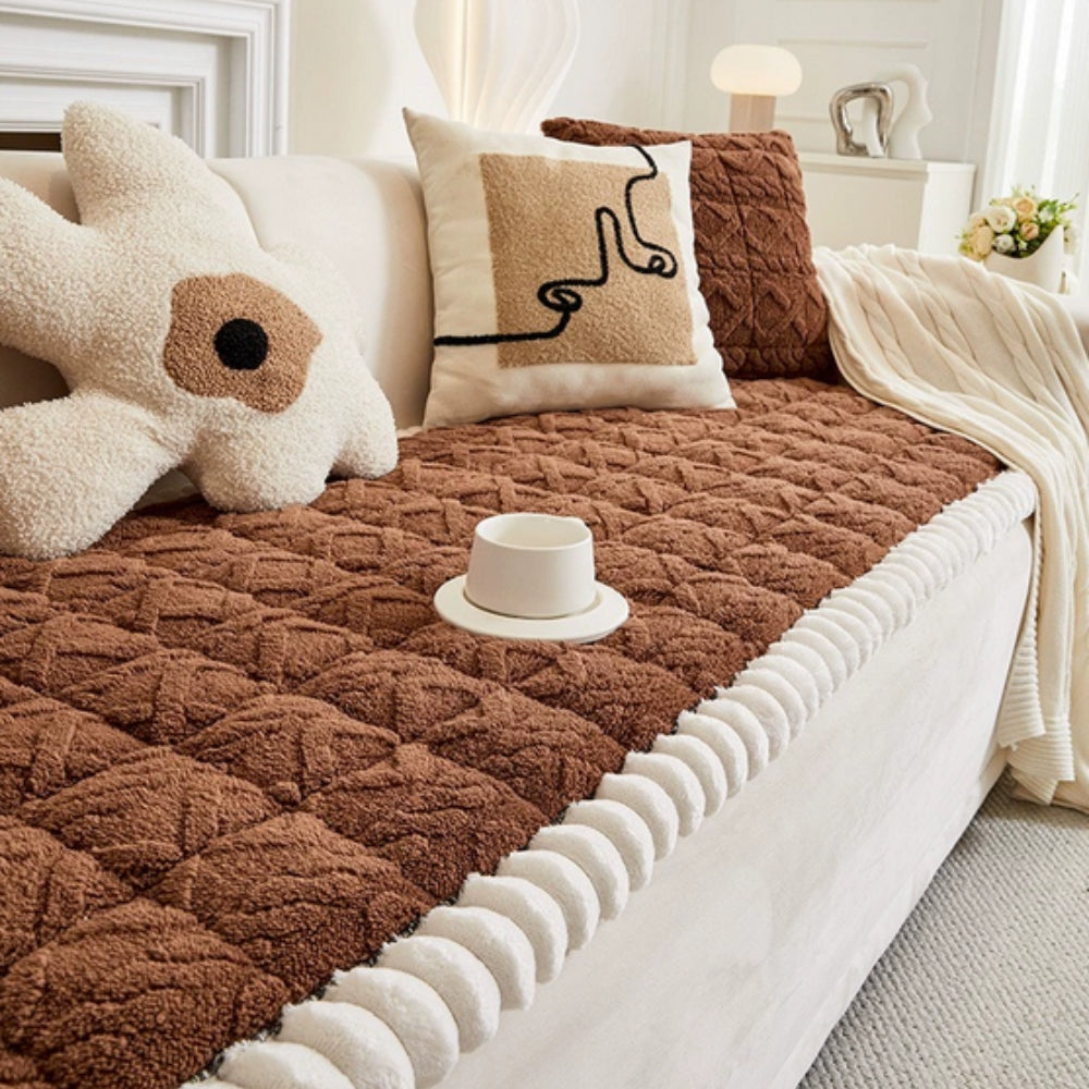Snuggle Sherpa Plush Couch Protector Cover