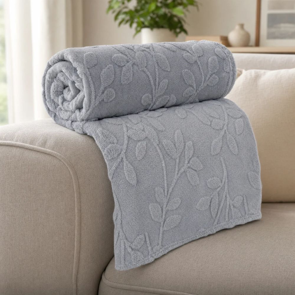 Elegant Leaf Sherpa Blanket