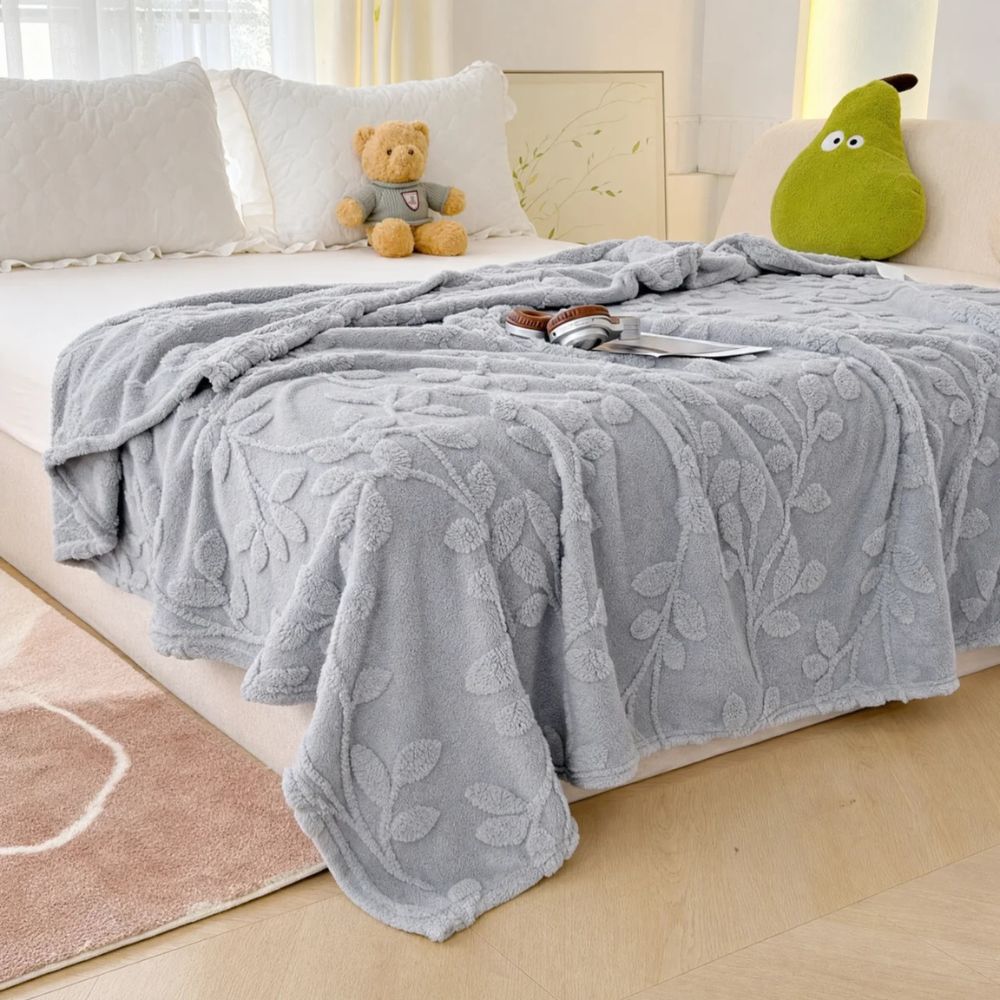 Elegant Leaf Sherpa Blanket