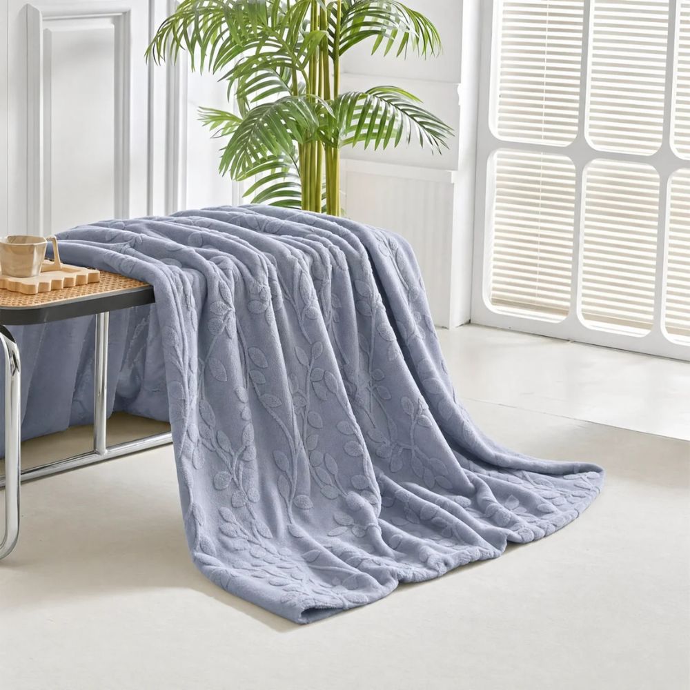 Elegant Leaf Sherpa Blanket