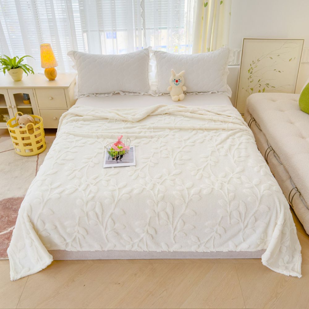 Elegant Leaf Sherpa Blanket