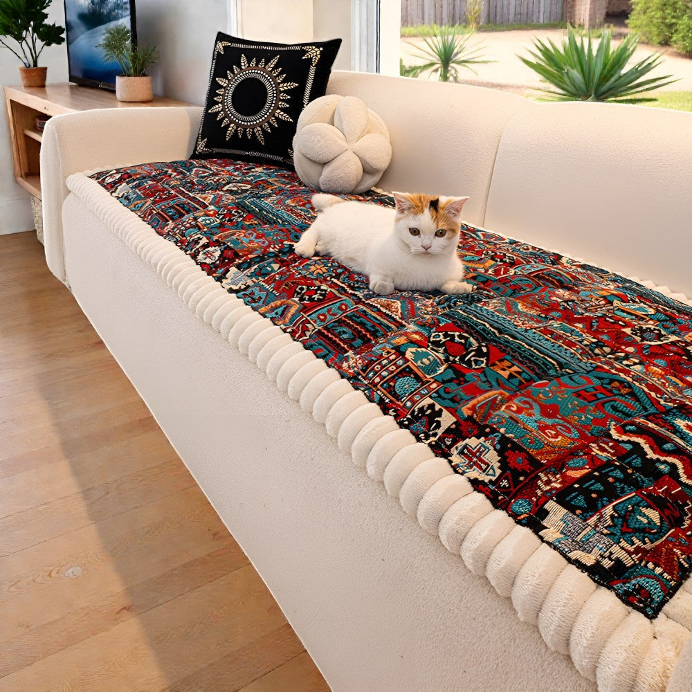 Ethnic Style Quilted Non Slip Couch Cover