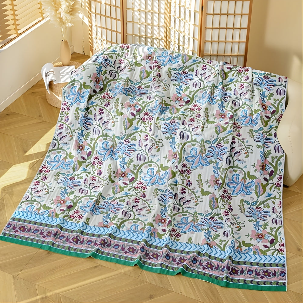 European Floral Reversible Blanket | 100% Cotton Blanket