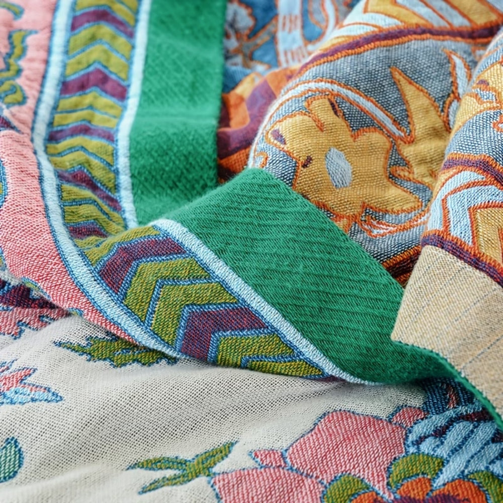 European Floral Reversible Blanket | 100% Cotton Blanket