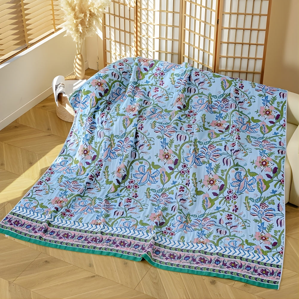European Floral Reversible Blanket | 100% Cotton Blanket