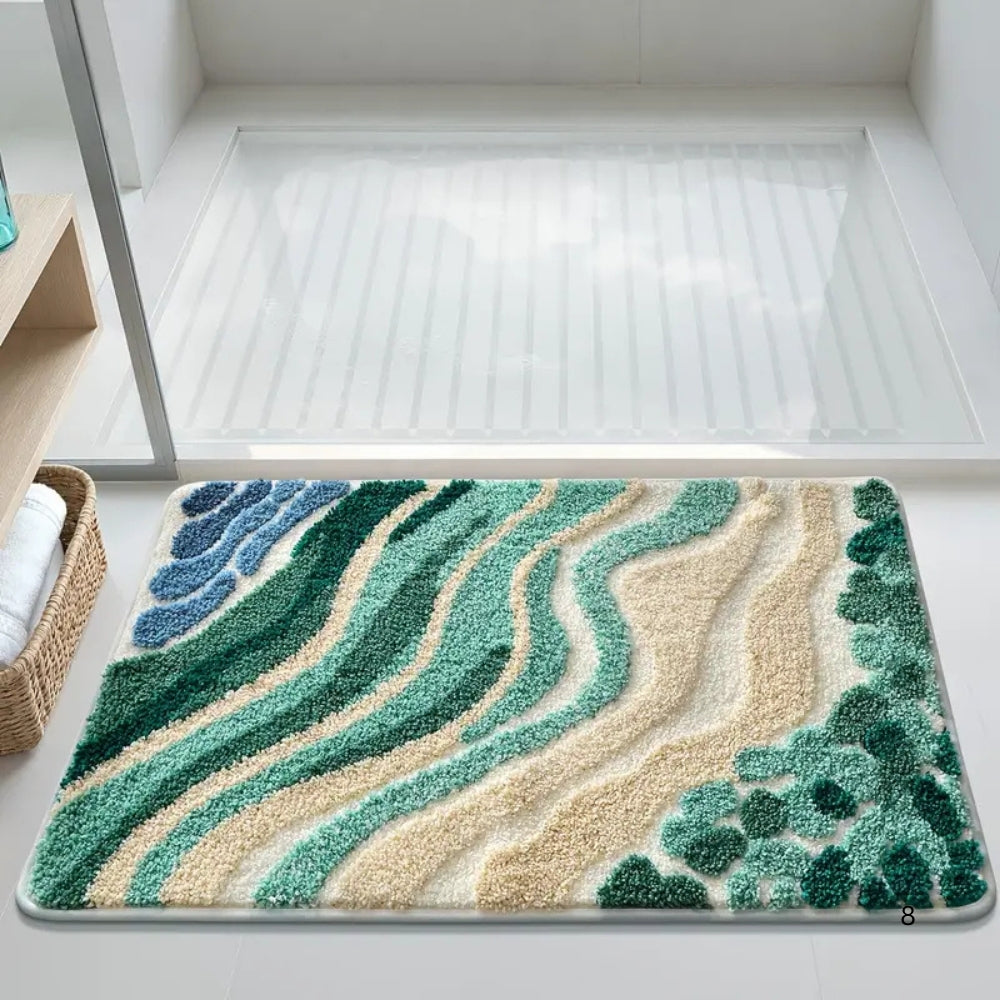 Ocean Wavy Pattern Bath Mat