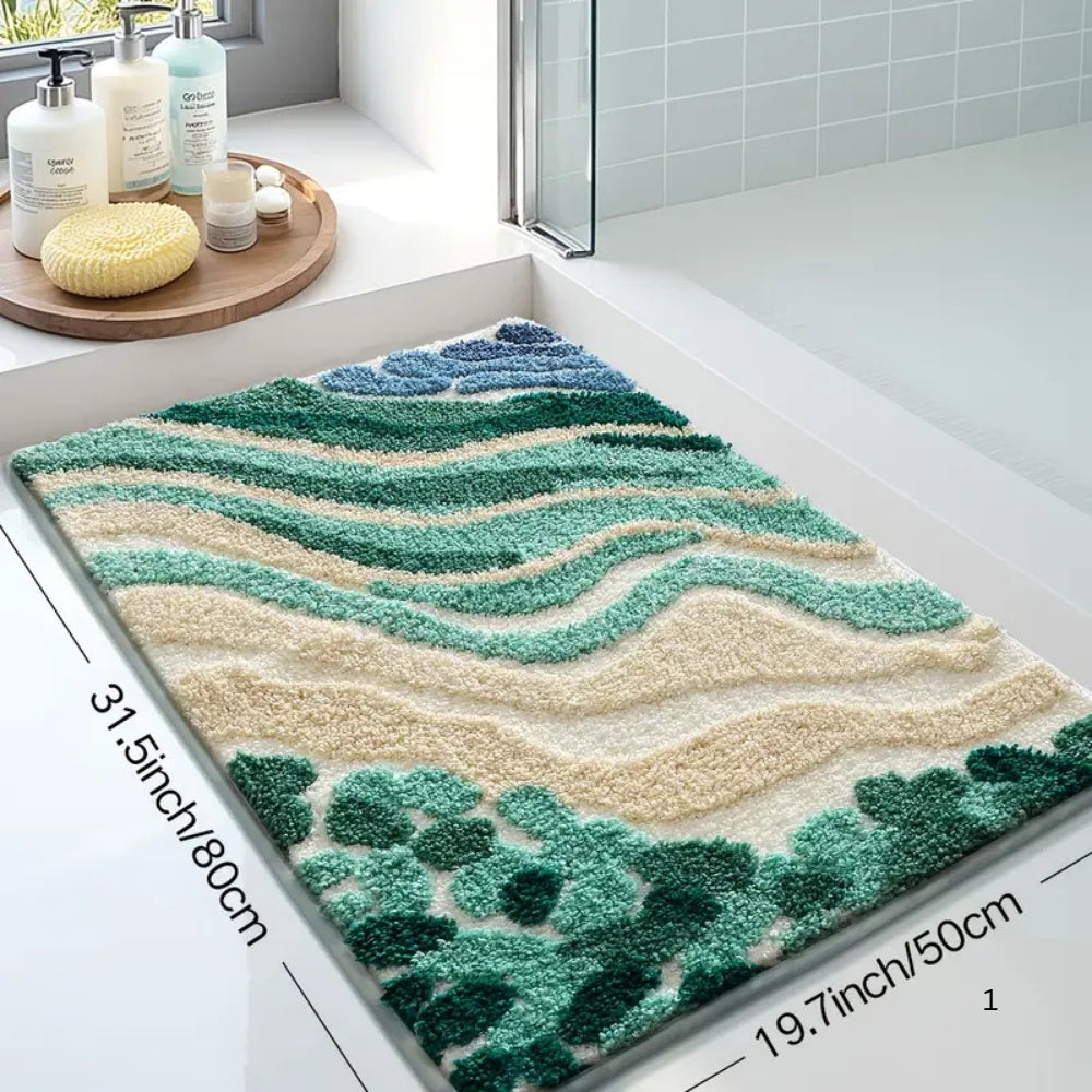 Ocean Wavy Pattern Bath Mat