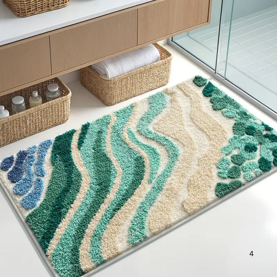 Ocean Wavy Pattern Bath Mat