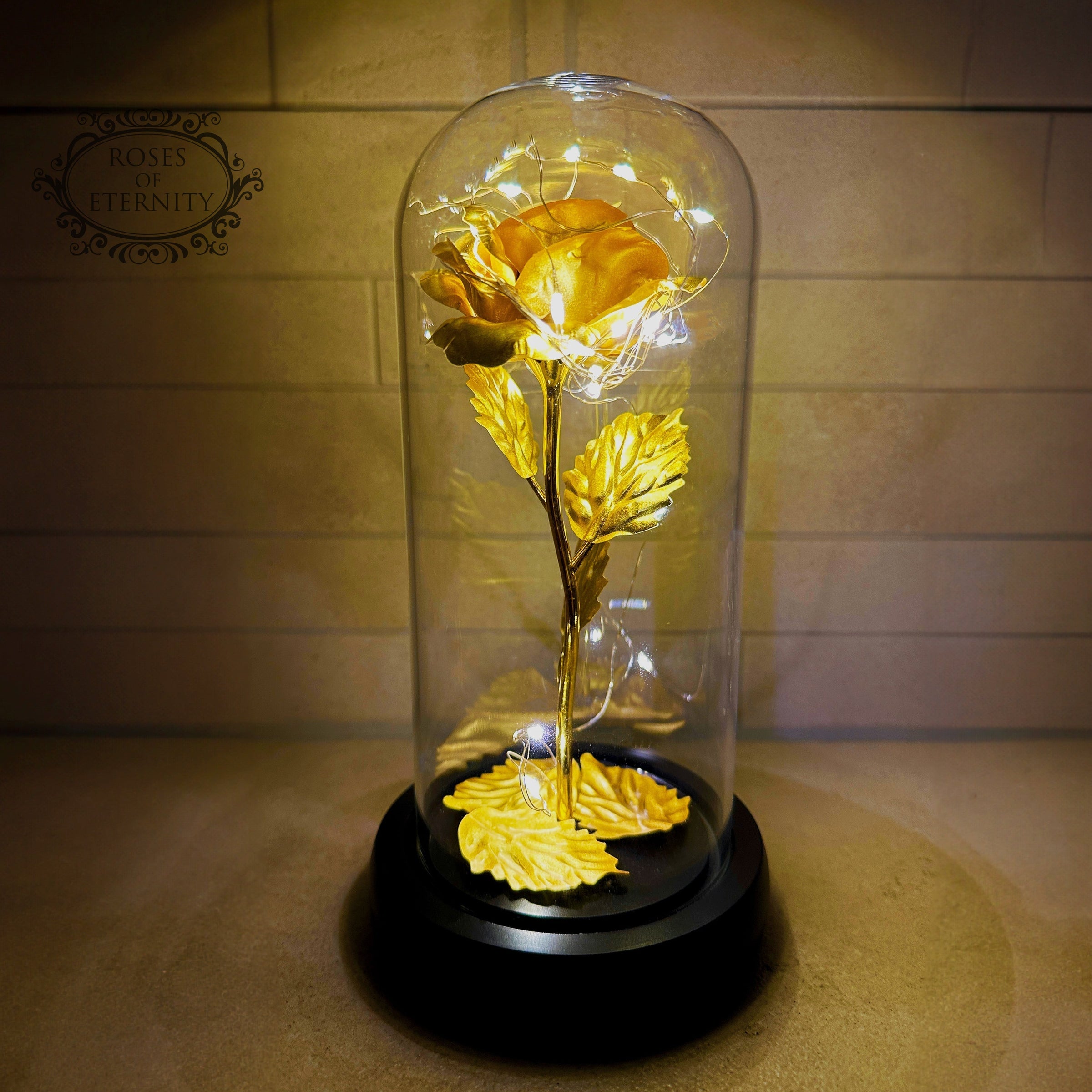 Glass Dome LED Rose Decorative Table Light