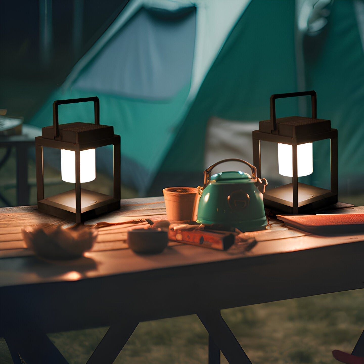 Black Outdoor Lantern Light with Square Frame and Handle