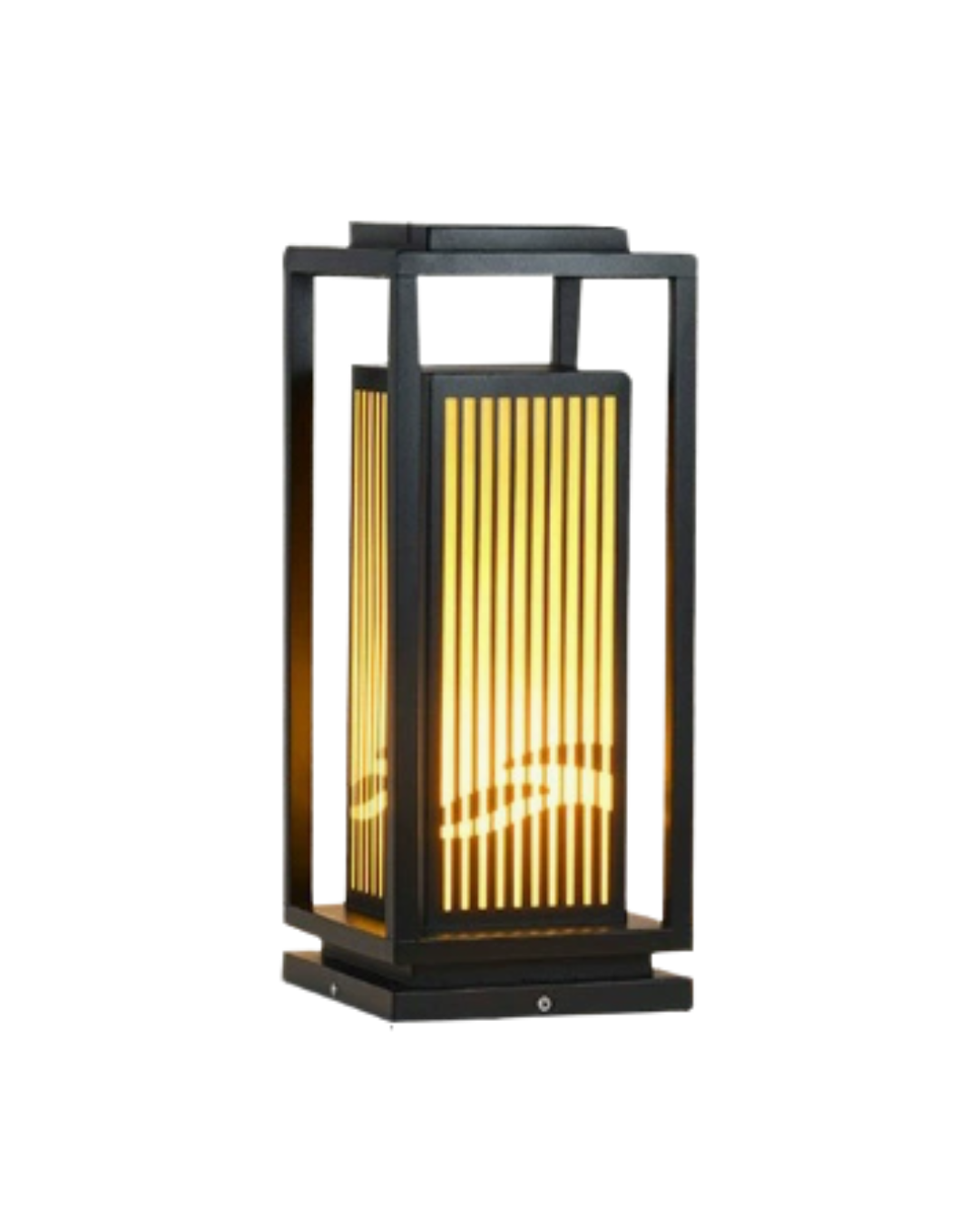 Outdoor Solar Post Light Black Cage Style Lamp
