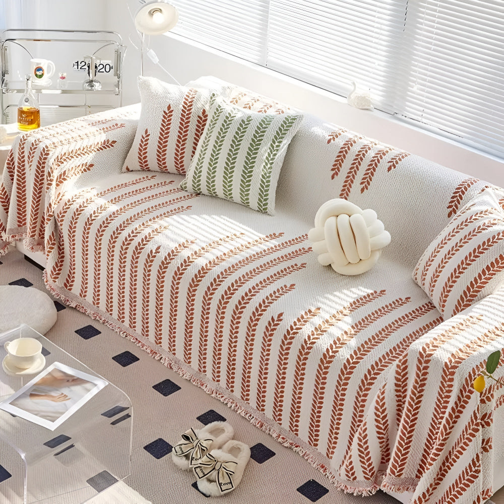 Leaf Fringed Lace Couch Cover
