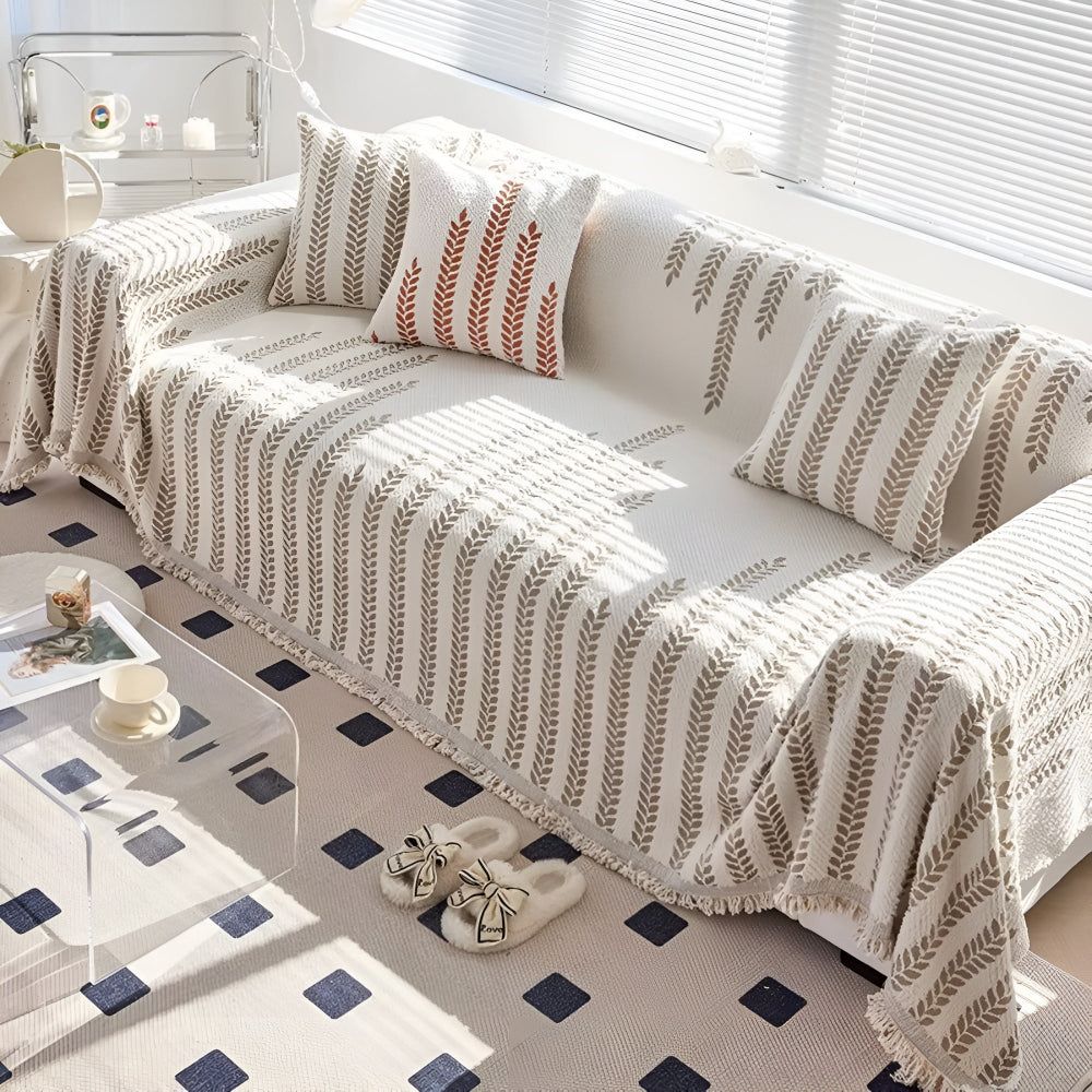 Leaf Fringed Lace Couch Cover