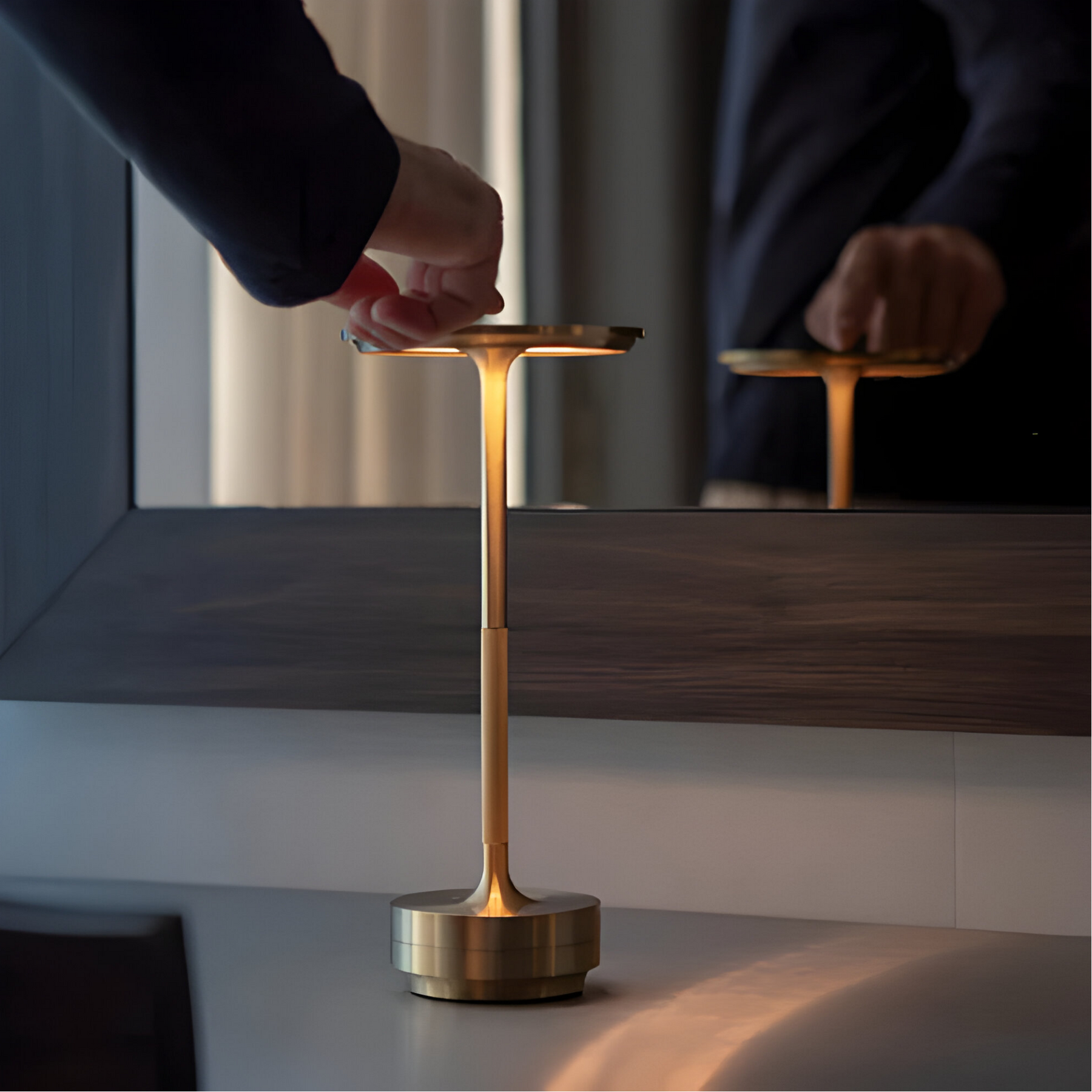 Rechargeable LED Table Lamp with Disc Light Head and Metal Base