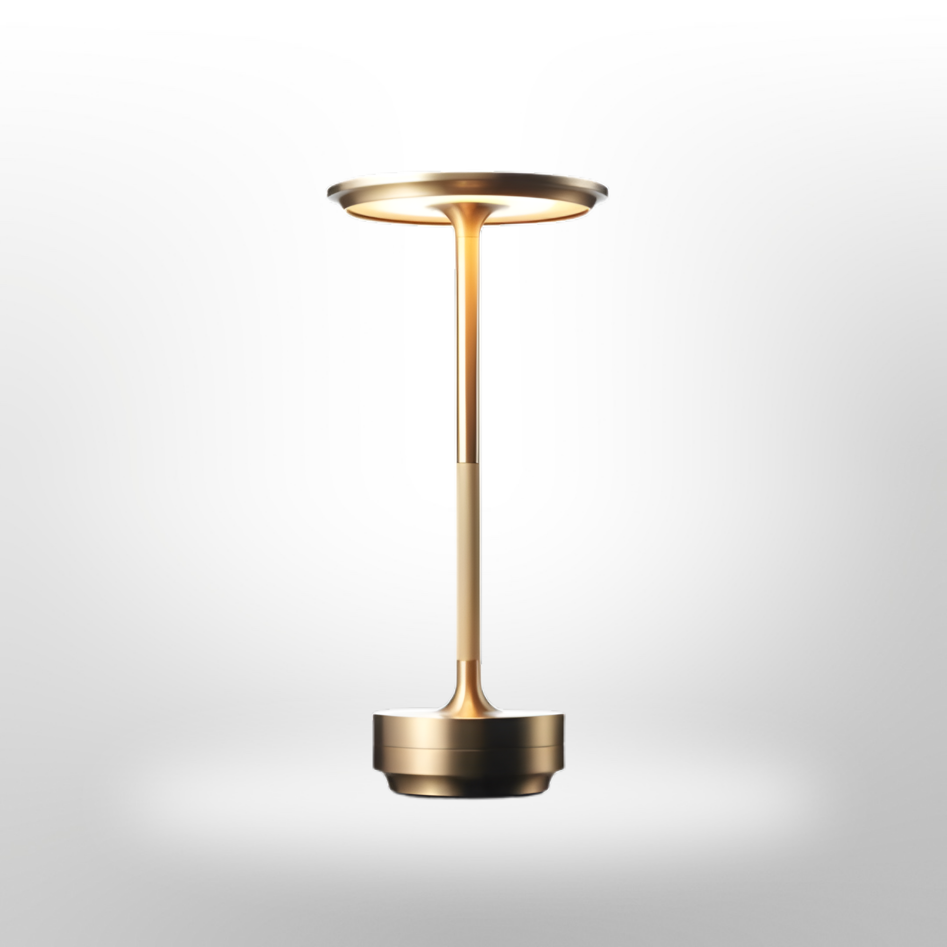 Rechargeable LED Table Lamp with Disc Light Head and Metal Base