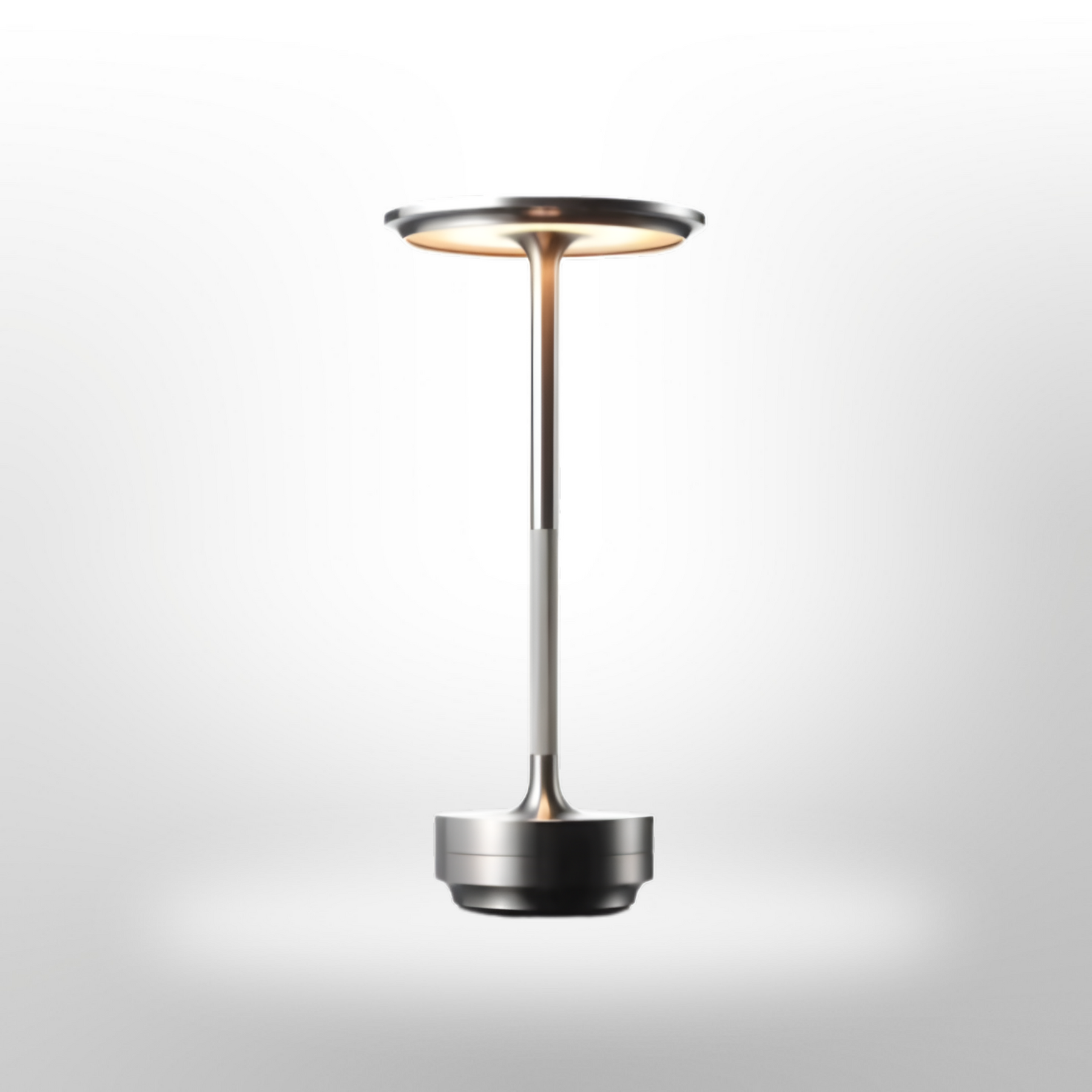 Rechargeable LED Table Lamp with Disc Light Head and Metal Base