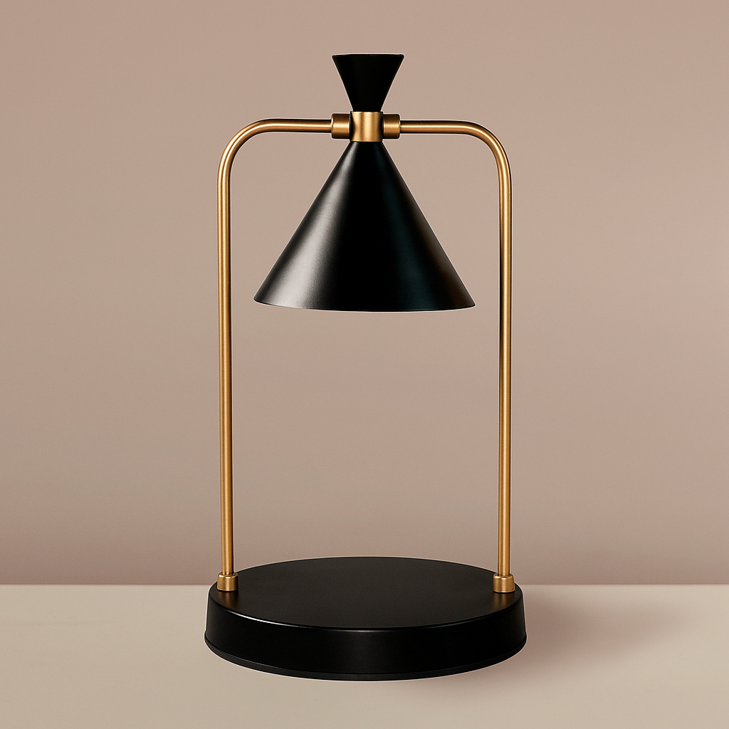 Electric Candle Warmer Lamp with Metal Frame and Cone Shade