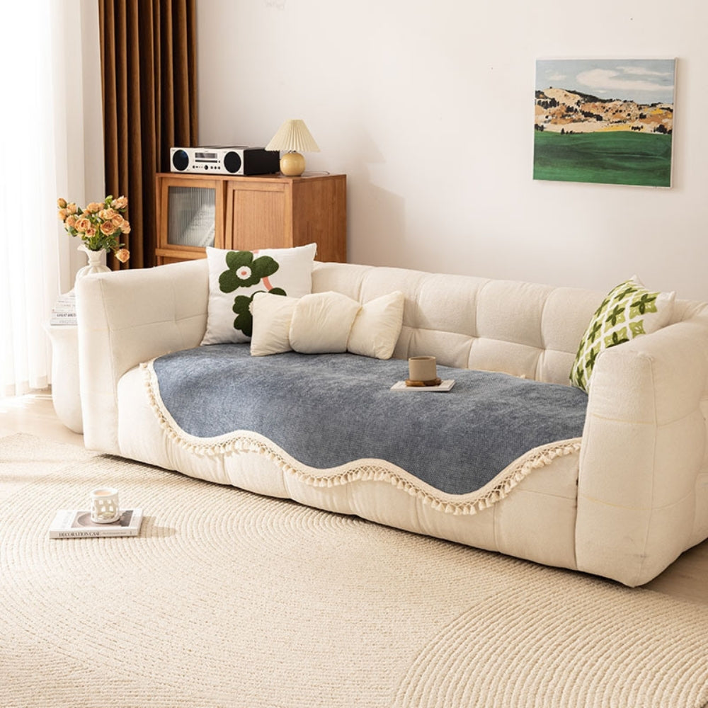 Luxury Chenille Woven Texture Tassel Couch Cover