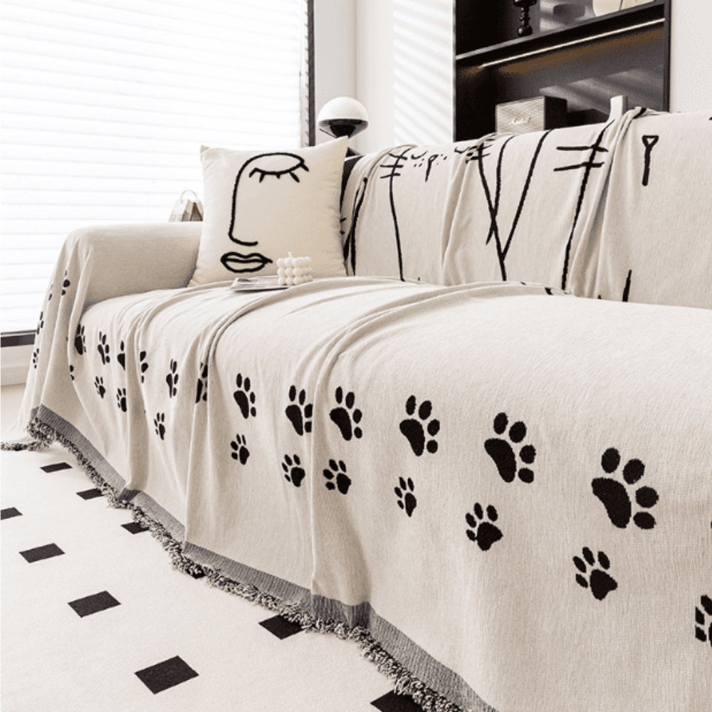 Nordic Cat Paw Chenille Couch Cover