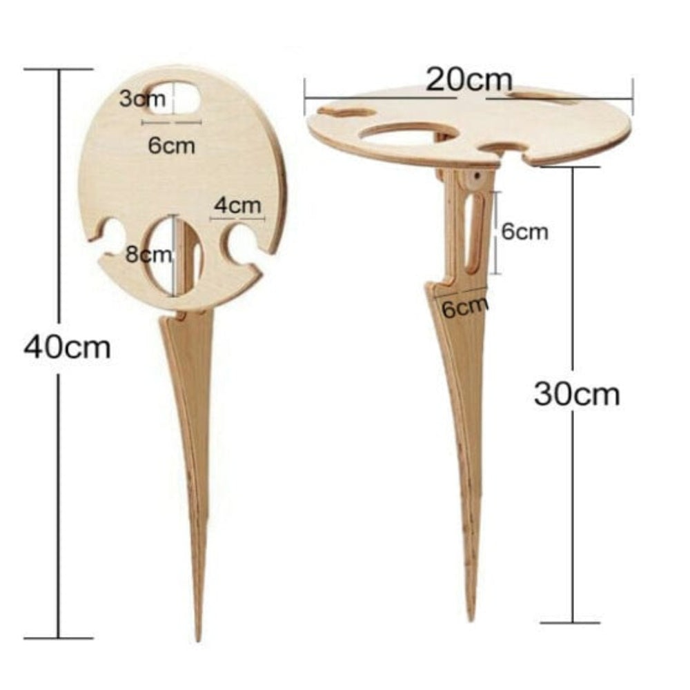 Foldable Picnic Wine Table Portable Outdoor Stand for Glasses & Bottle
