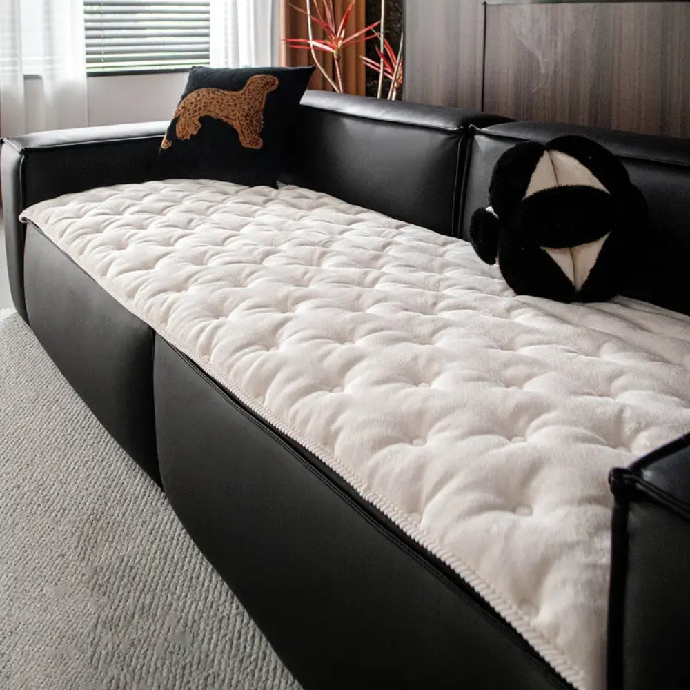 Plush Button-Tufted Couch Cover