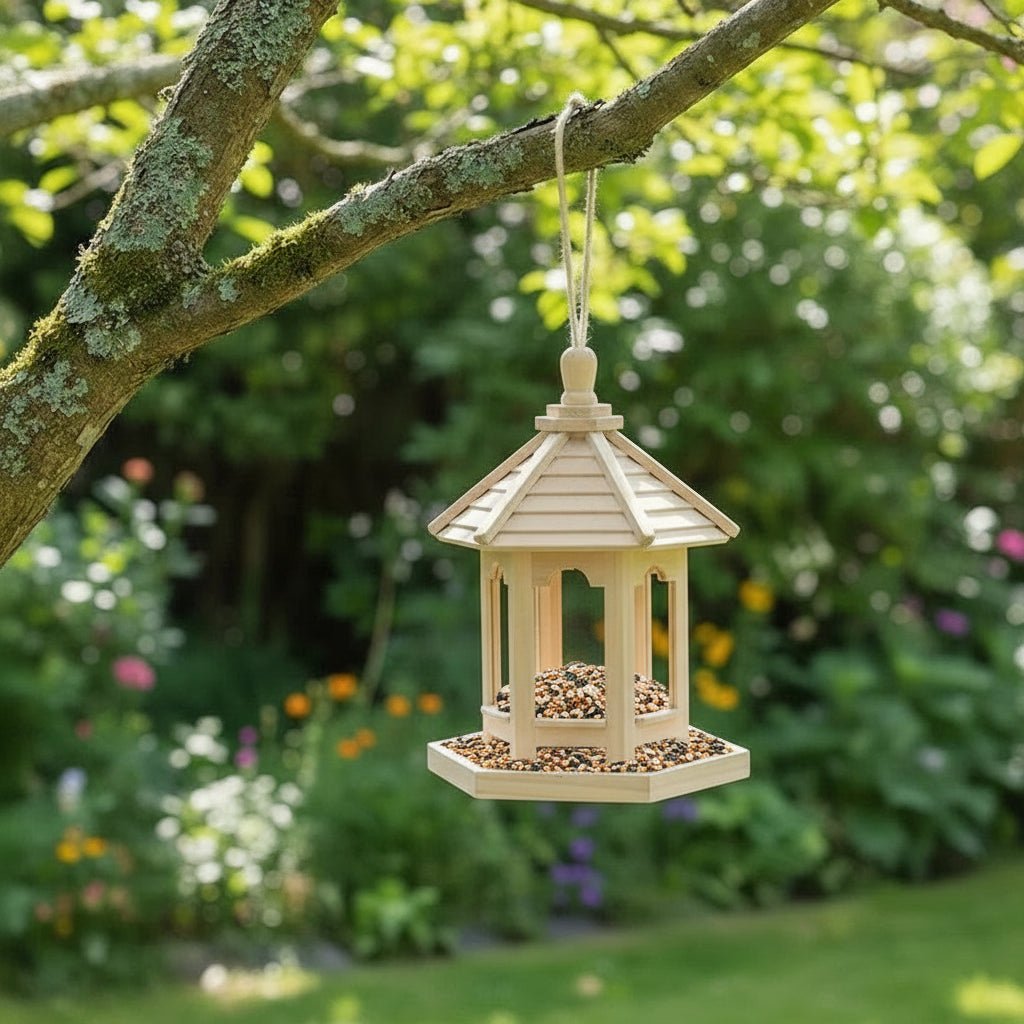 Wooden Bird Feeder Hanging Seed House Outdoor Garden