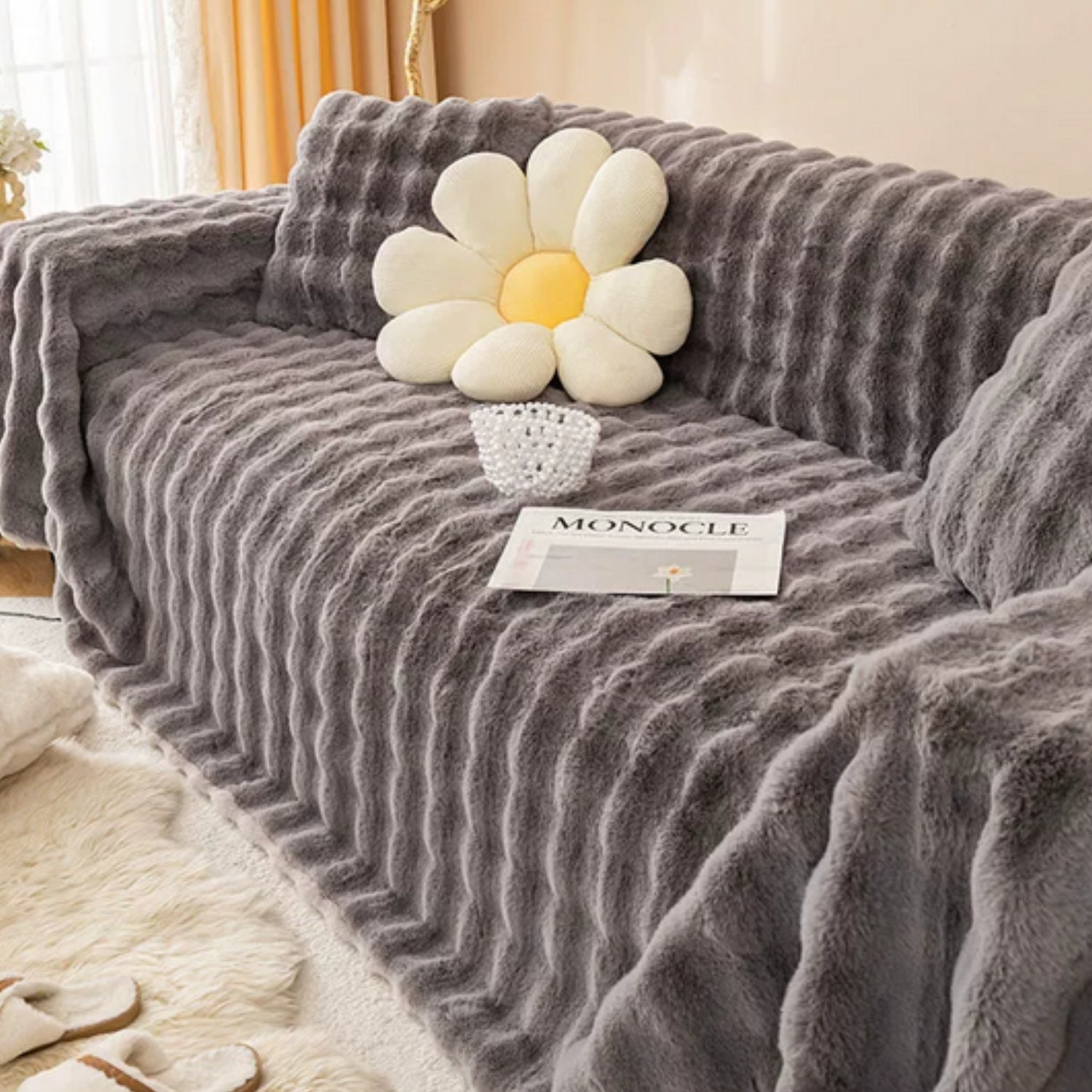 Rabbit Faux Fur Blanket Soft Couch Cover